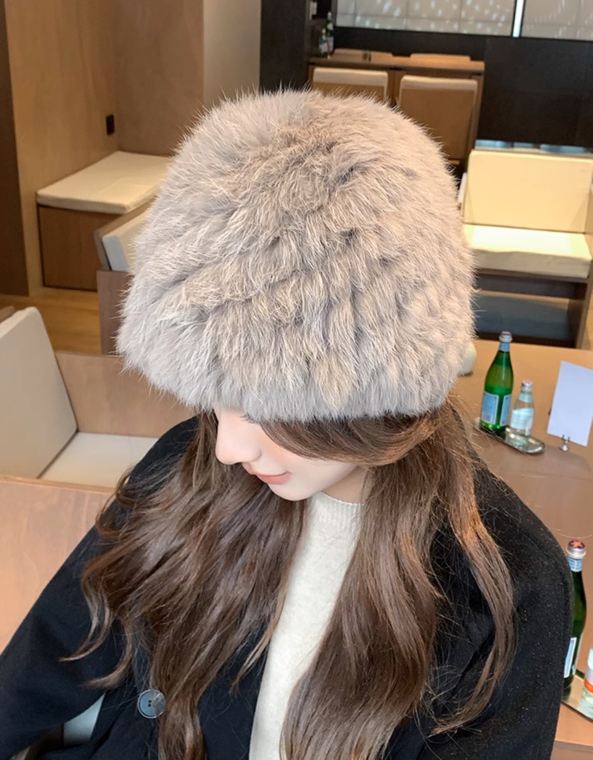 品牌【森多娜】2025新款韩系兔毛绒帽子女秋冬款加厚保暖防寒批发成人帽显脸小皮草护耳渔夫帽高级百搭款详情10