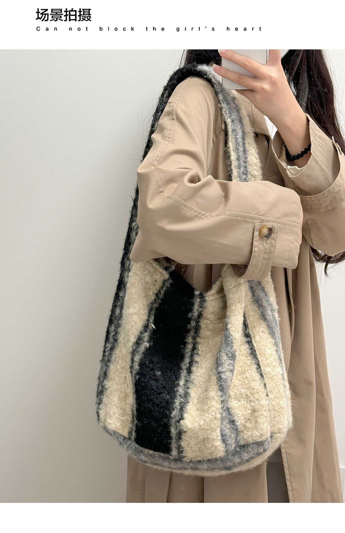 秋冬季女生刺绣手拎包大容量托特包可爱卡通斜挎便携手提单肩包详情5