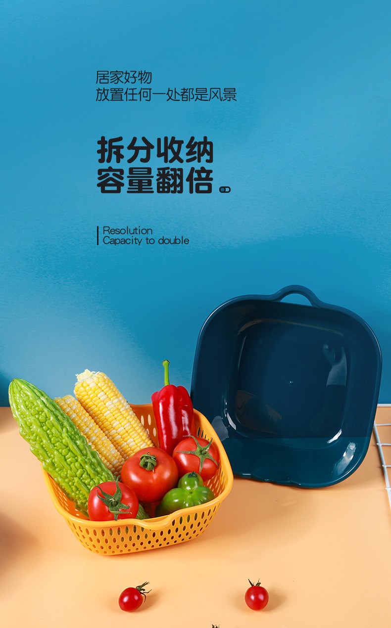 食品级塑料沥水篮厨房沥水篮密封罐滤网碗架北欧风详情10