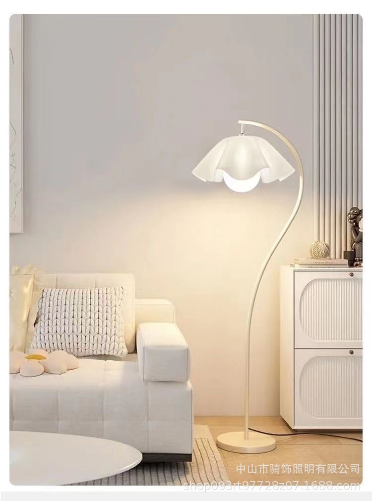 ins cream-style floor lamp, vintage French retro living room, bedroom, bedside standing table lamp, popular ambient light pic 24