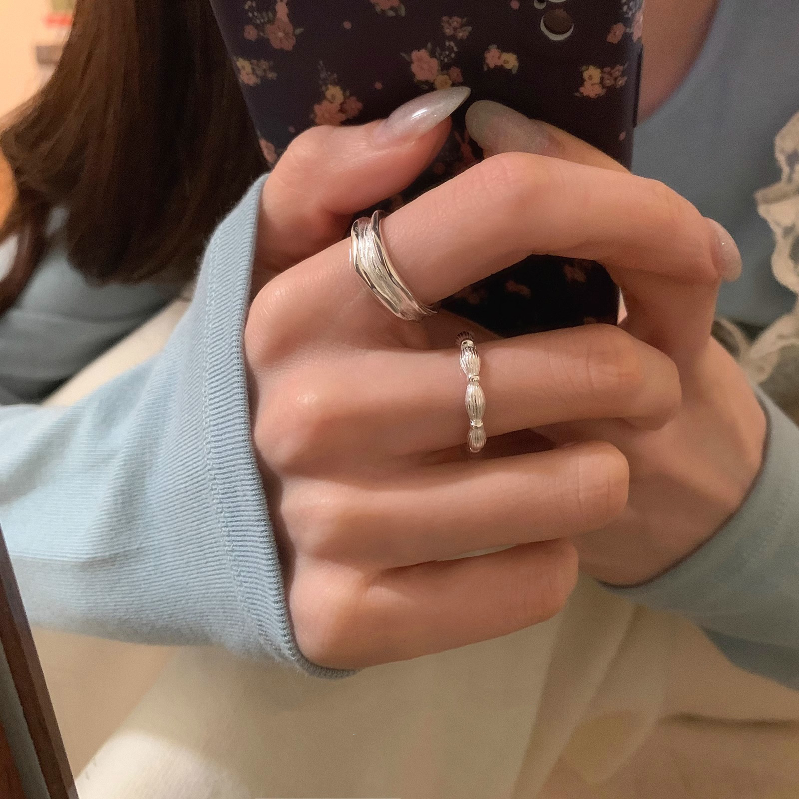 韩国新款素圈戒指女小众ins高级感开口可调指环批发外贸跨境戒子详情5
