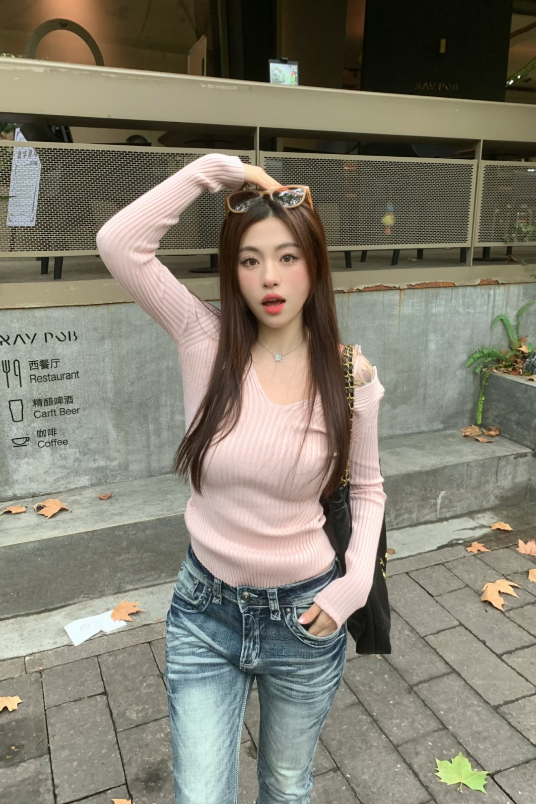 Spring and Autumn New style Pei Xiu Nu Zhi Halter pink sweater Fake two V-neck pure style base knitted sweater 2107 pic 14