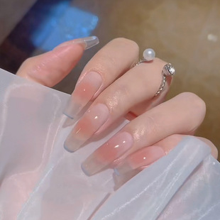 Wearable nail stickers, ballet nails, ice-transparent, shiny cloud nail plates, artificial nails, detachable finished nail pic 27