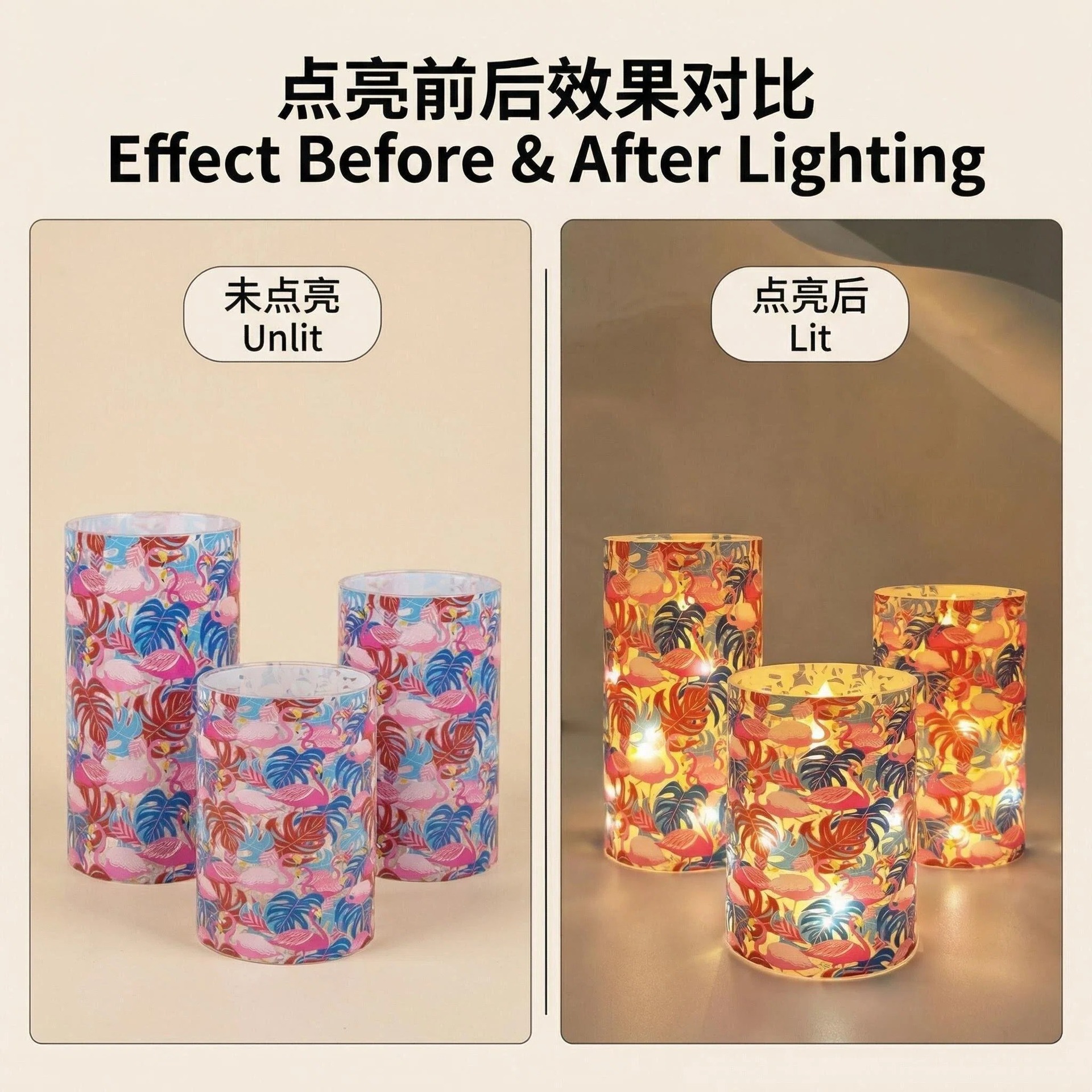 Uv-printed new crane replaceable pattern luminous decorative candle 7.5 electronic candle factory direct sales pic 7