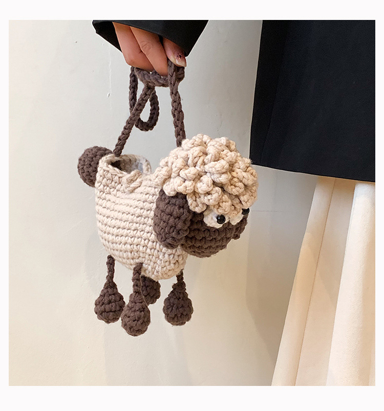 手工编织包包diy针织毛线包可爱卡通小羊编织包单肩斜挎包女成品详情32