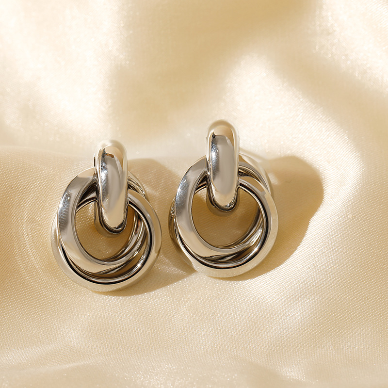 Hyacinth欧美跨境网红同款耳环镀金不锈钢麻花圈爆款耳环钛钢几何耳坠女耳饰详情8