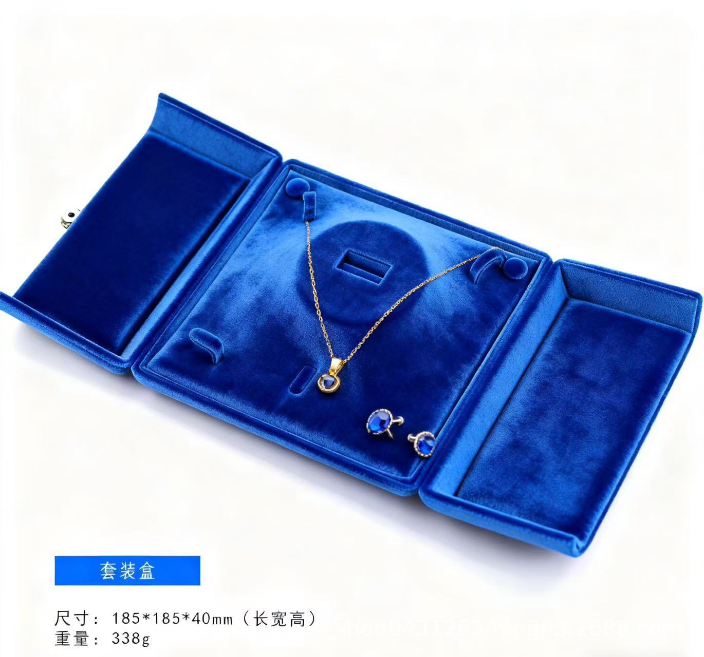 丝绒轻奢首饰盒大容量收纳珠宝盒双开珍珠项链礼品盒结婚礼物现货详情7