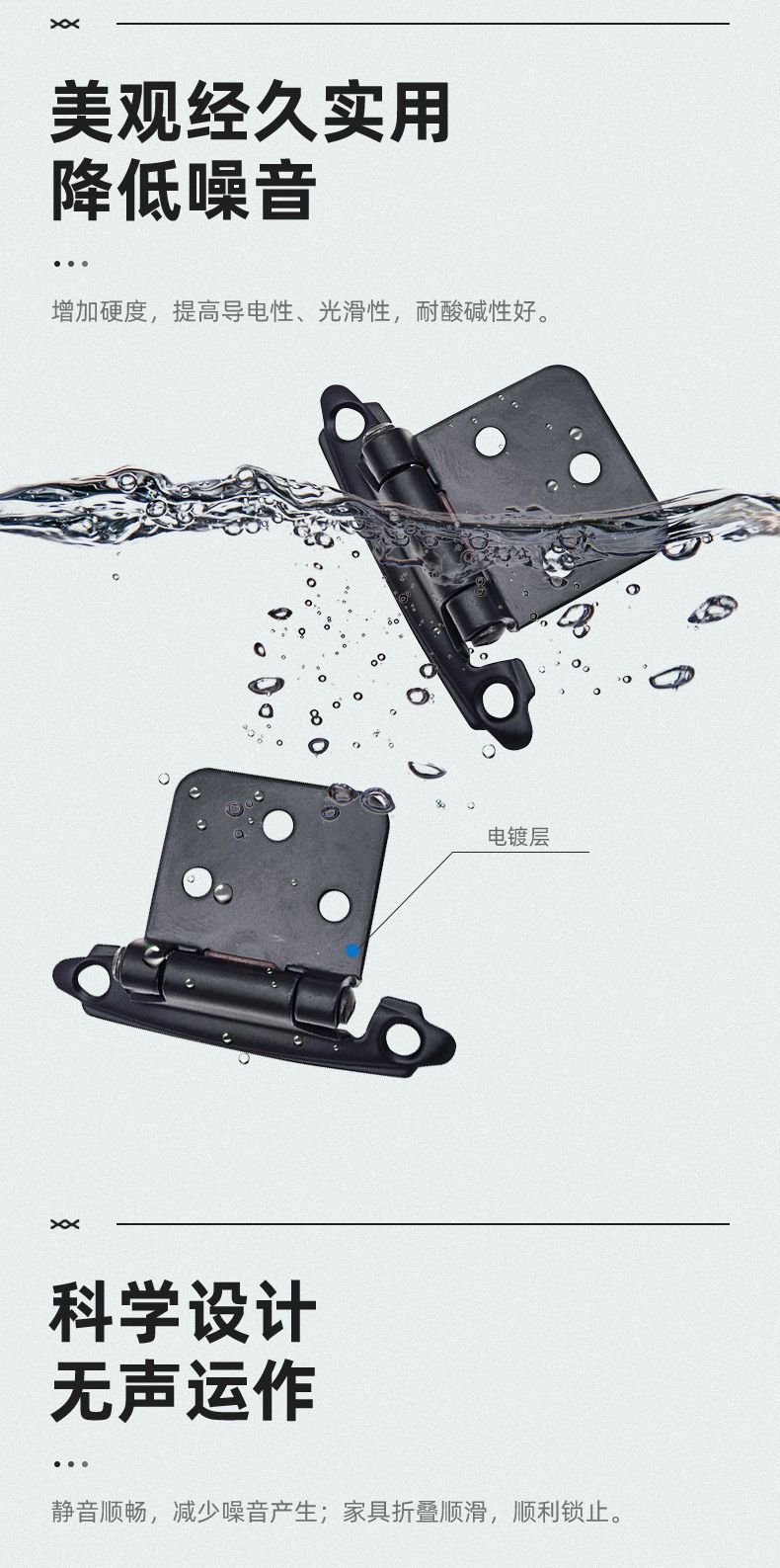 美式合页批发弹簧铁合页家具五金配件橱柜连接件缓冲直臂自关铰链详情8