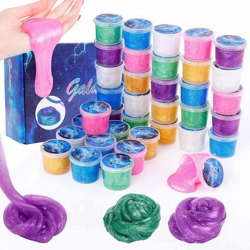 亚马逊爆款 星空水晶泥七彩小罐史莱姆混色起泡胶 slime 厂家批发详情1