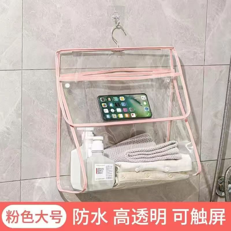Transparent bathroom storage waterproof hanging bag, storage bag, student bathroom, dormitory for clothes, hanging on the wall, behind the door pic 8