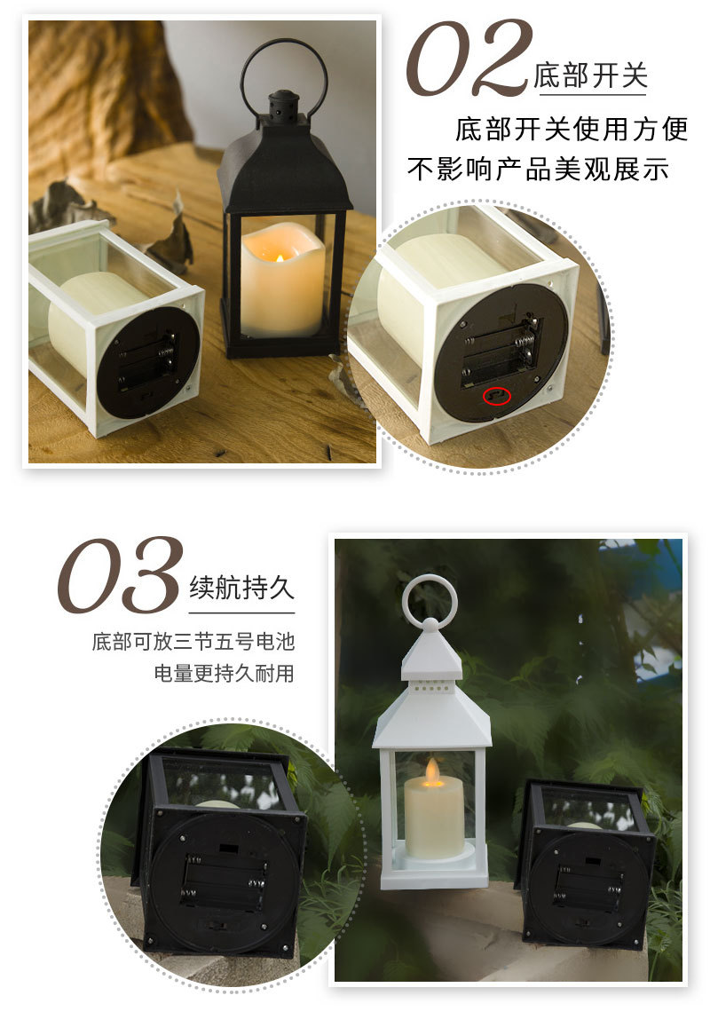 Nordic creative, simple and retro candlestick, wind lamp, garden, wedding decoration, electronic products, portable candle lamp pic 34