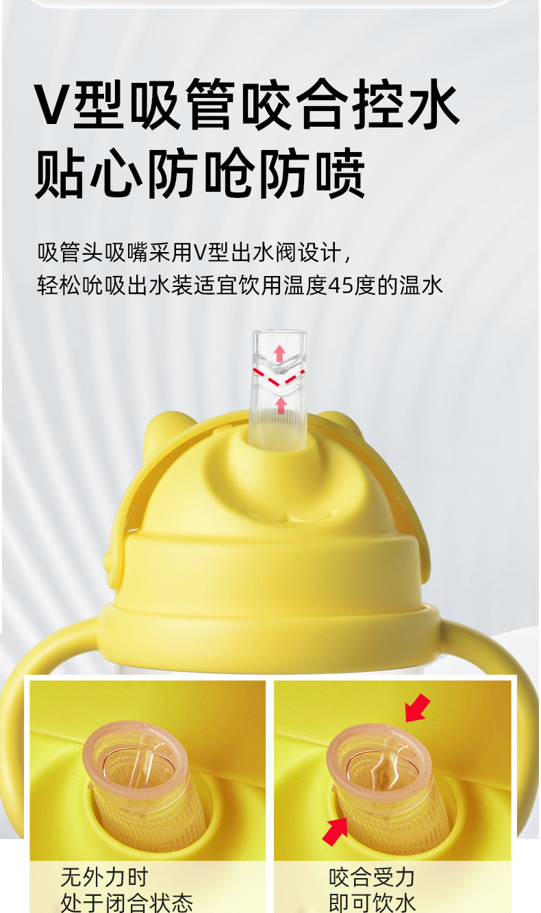 厂家批发儿童水杯防摔耐咬鸭嘴杯宝宝学喝水训练杯学饮杯高频包装详情4