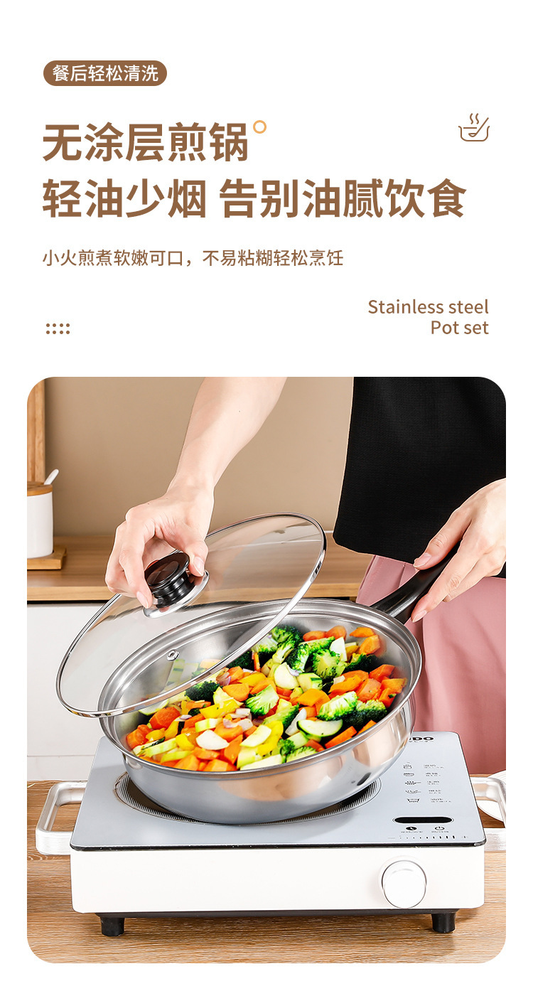 跨境加厚不锈钢套锅奶锅汤锅煎锅带水壶12件套厨房烹饪锅具套装详情9