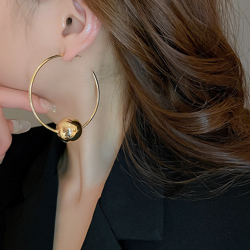 银针欧美冷淡风镶钻爱心圆圈耳圈小众简约夸张耳环百搭高级感耳饰详情10