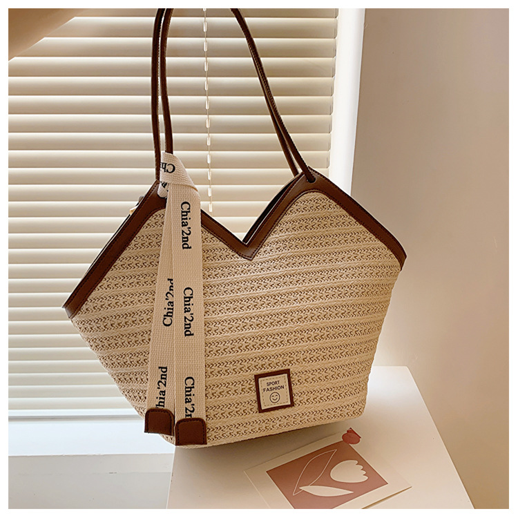 大容量托特包包女2025新款潮复古手提草编包百搭单肩编织包通勤包详情37