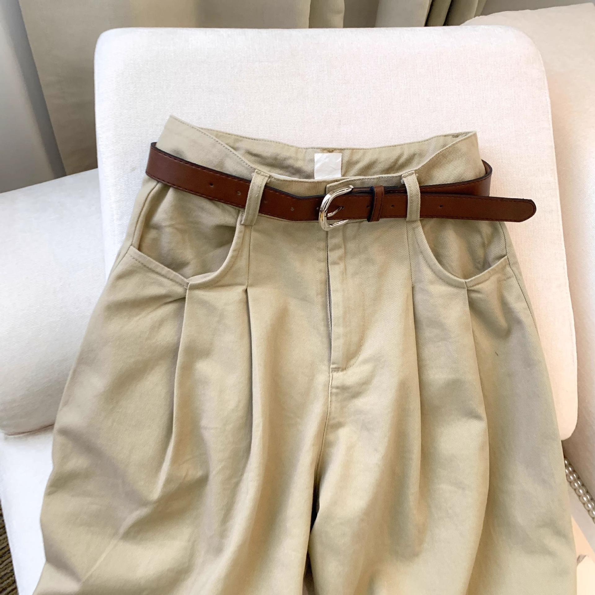 卡其色休闲裤女牛仔拖地裤2025新款高腰显瘦宽松阔腿直筒裤长裤子详情6