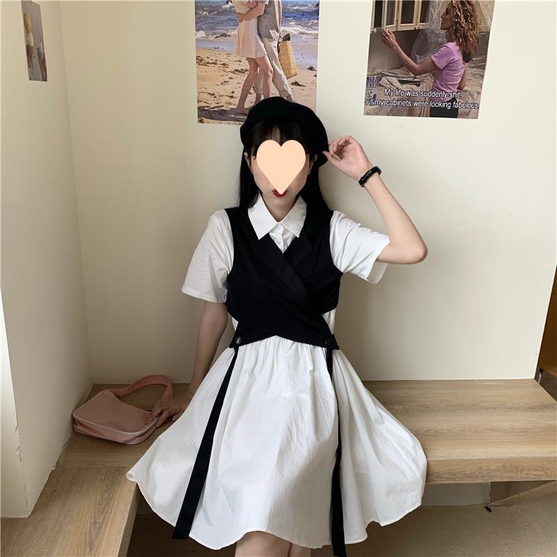 2024新款衬衫裙气质赫本风工装裙法式复古连衣裙收腰显瘦裙子女夏详情22