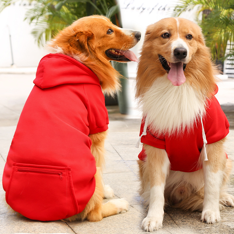 Otoño e invierno peluche de oro cremallera de bolsillo sudaderas grandes y medianas para perros perros ropa de gato fardo suministros para mascotas pic 4