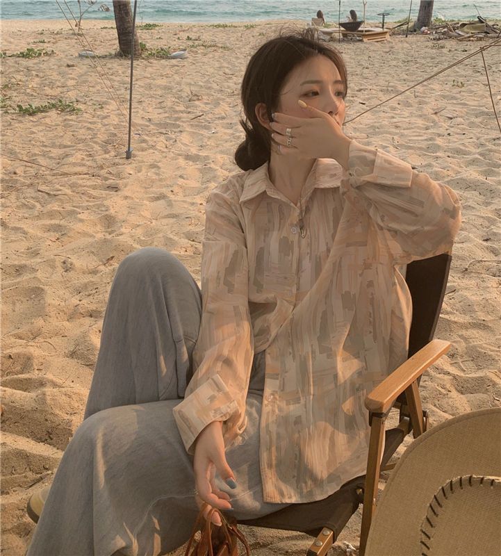 扎染长袖防晒衬衫女夏季薄款设计感小众别致吊带详情3