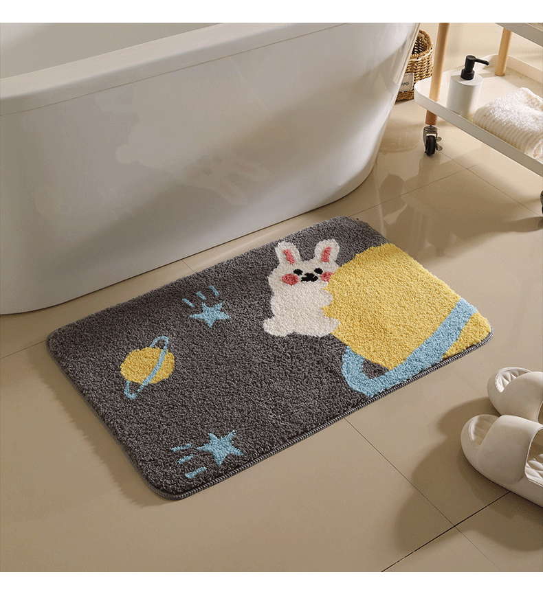 25新款幸运彩虹地毯浴室防滑垫亚马逊跨境吸水地垫植绒卫生间门口详情10