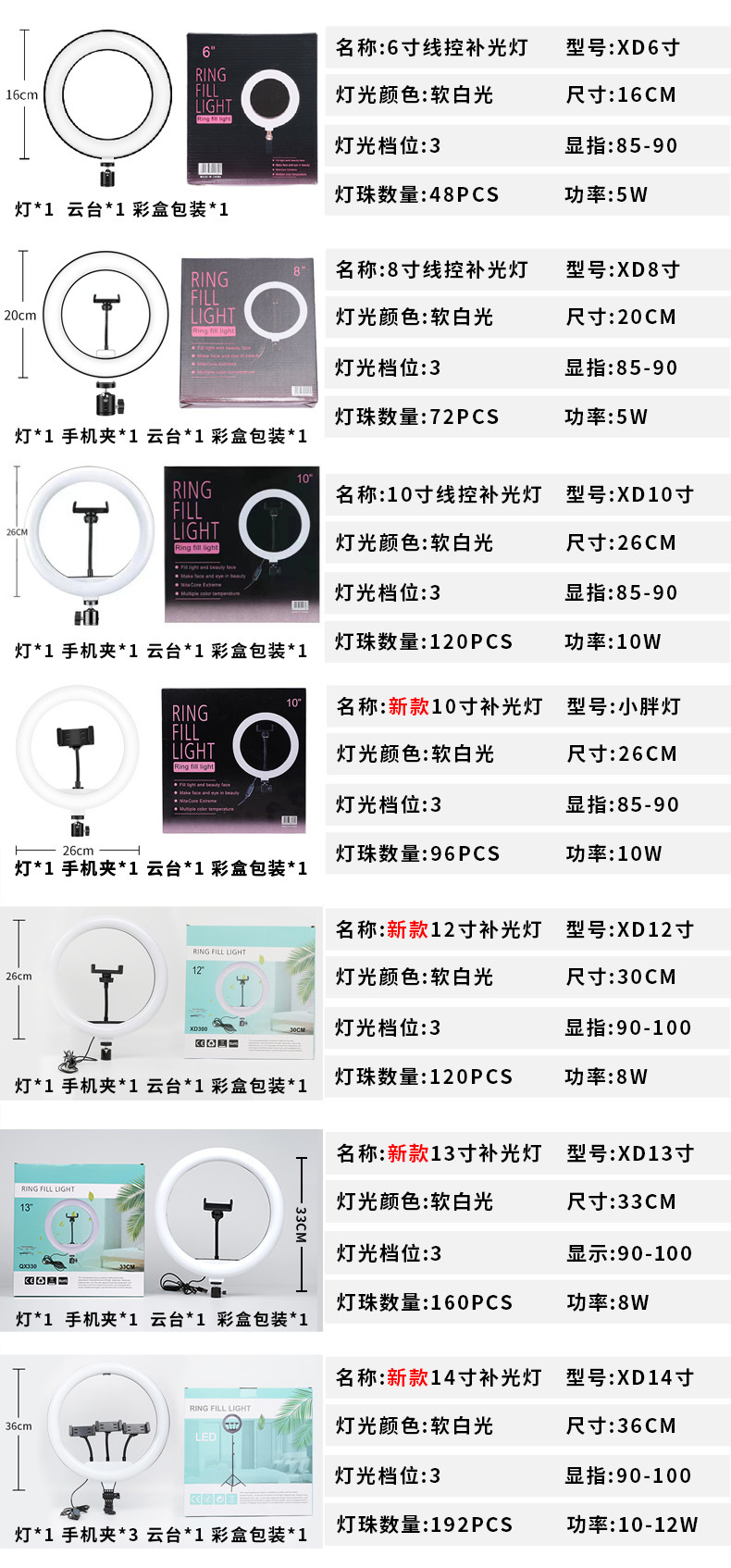 10寸环形高亮补光灯摄影灯服装灯棒补光灯详情4