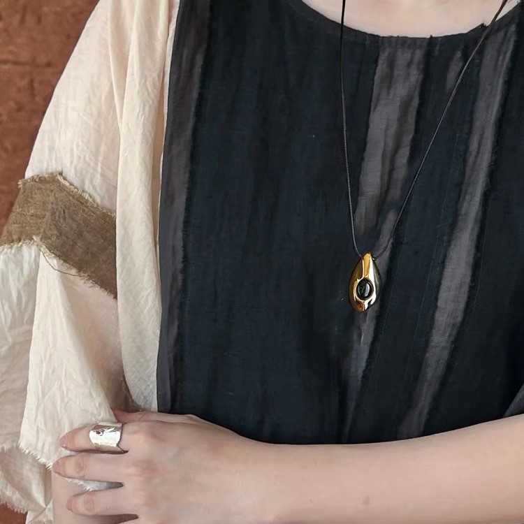 韩国博主同款不规则几何爱心吊坠项链抽拉可调节毛衣链小众时尚详情7