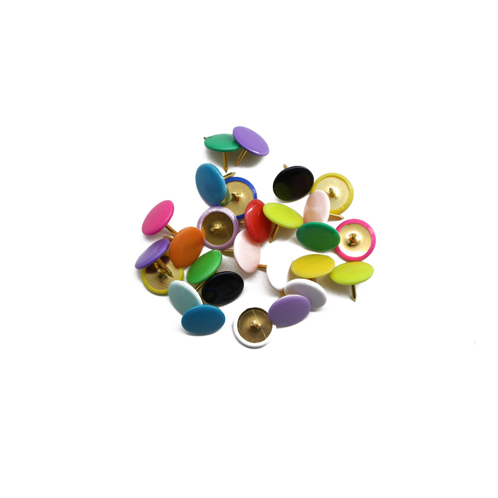 100 PP hanging box sets of color-coated plastic-coated thumbtacks, rubber-coated press nails, stationery nails, cork board wall nails, drawing board thumbtacks pic 1