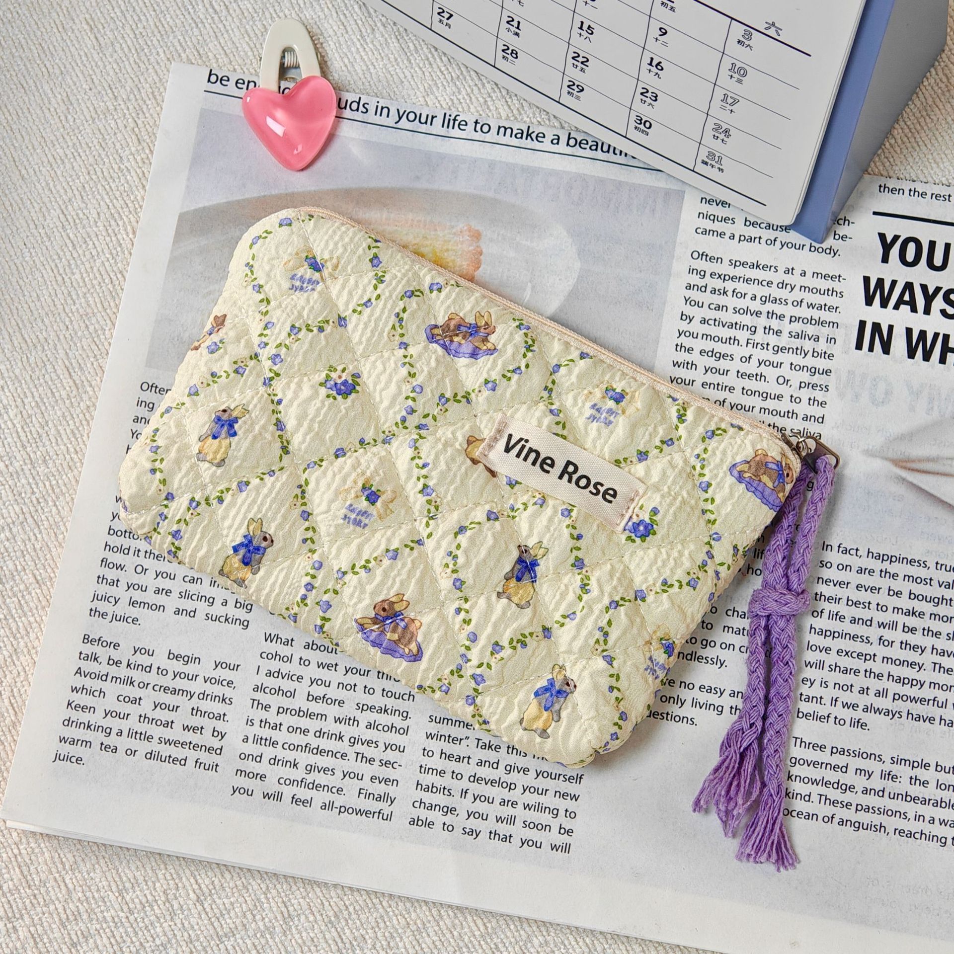 小清新迷你绗缝挂绳零钱包女便携外出旅行口红包小物品收纳包卡包详情5