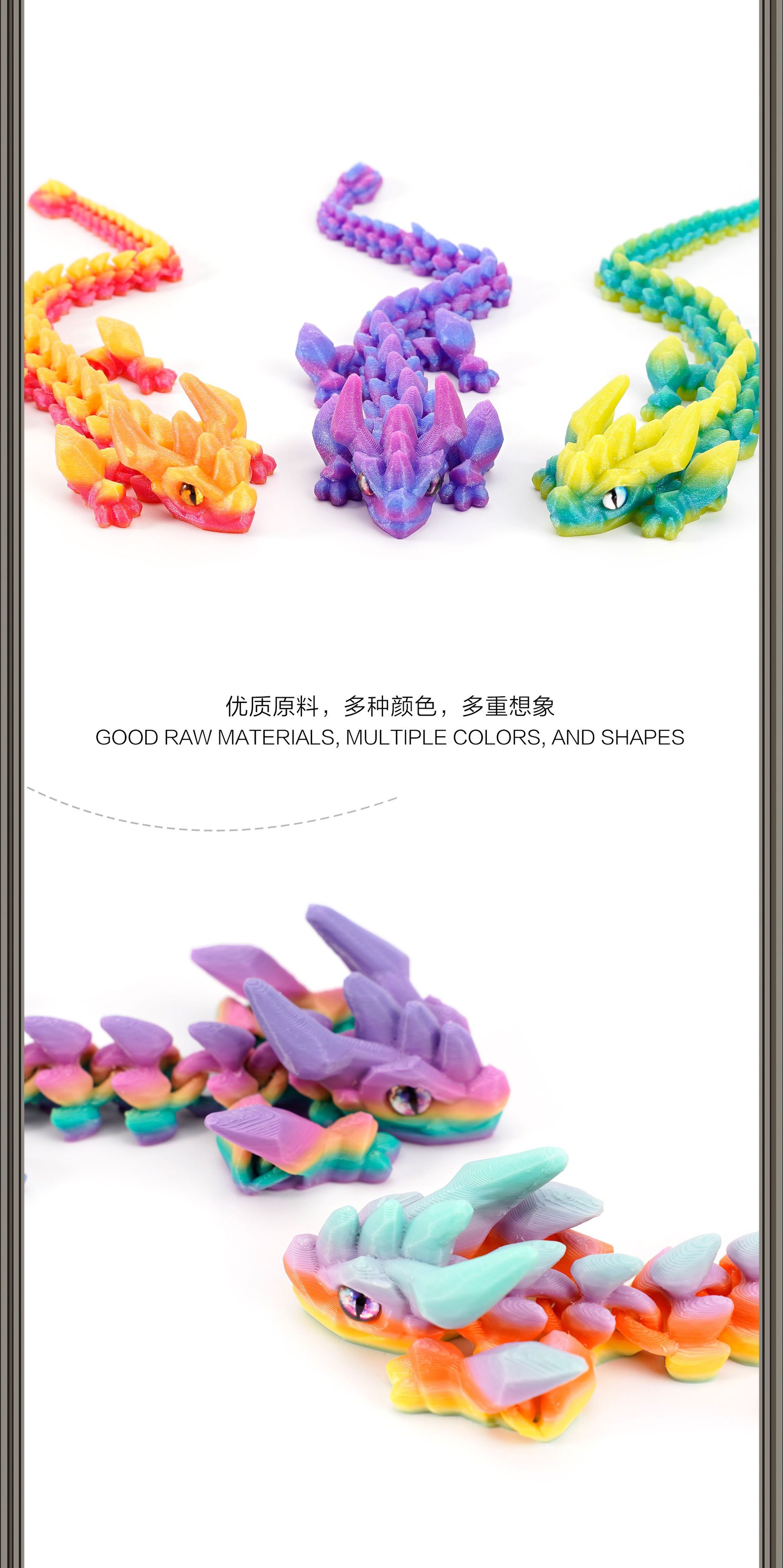 A new 3D printed cross-border bestseller, articulated crystal horned dragon figure-making set, decorated with the divine dragon pic 2