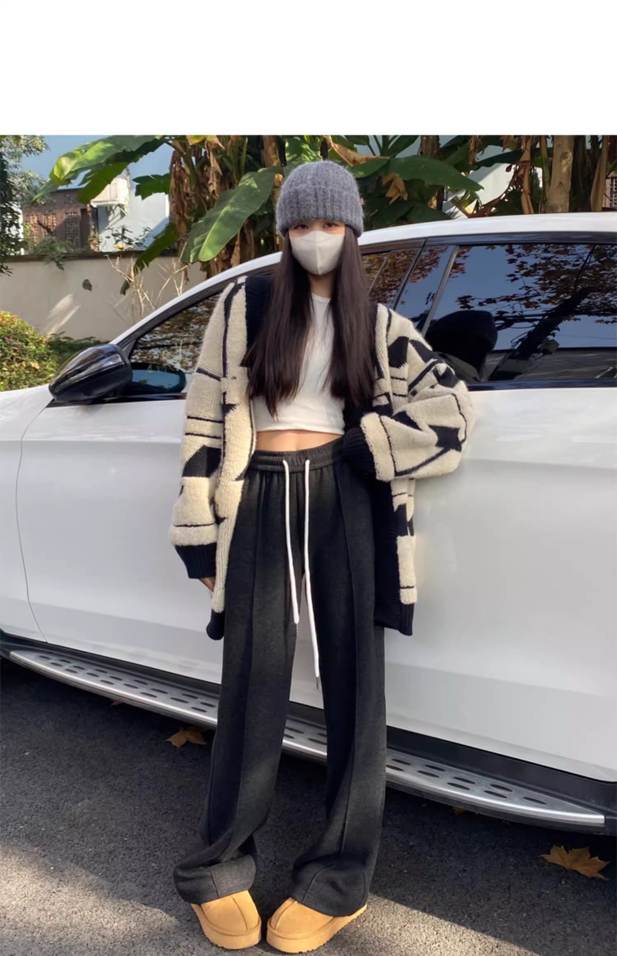 Narrow wide-leg pants for women 2025 autumn/Winter new style, large-sized, chubby girls, high-waisted, slimming, flowing and touching tweed straight-leg pants pic 30