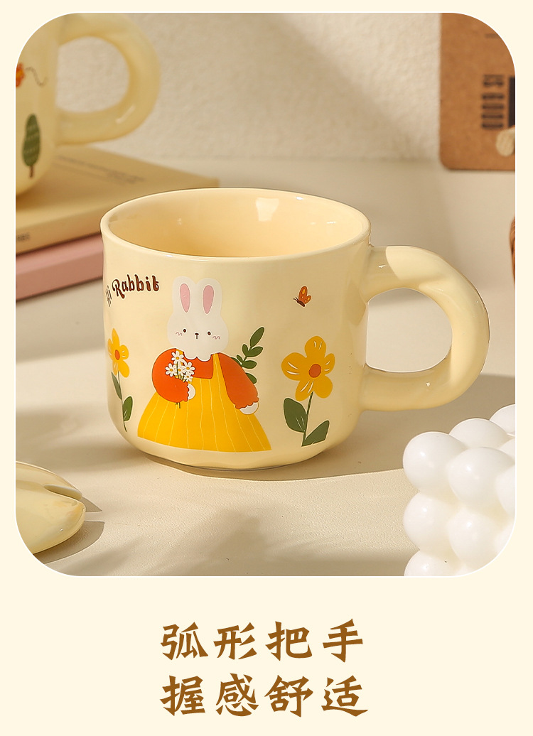 Creative Rabbit Mug with lid and spoon Ceramic Cup Gift box set, cute cup souvenir gift box set pic 9