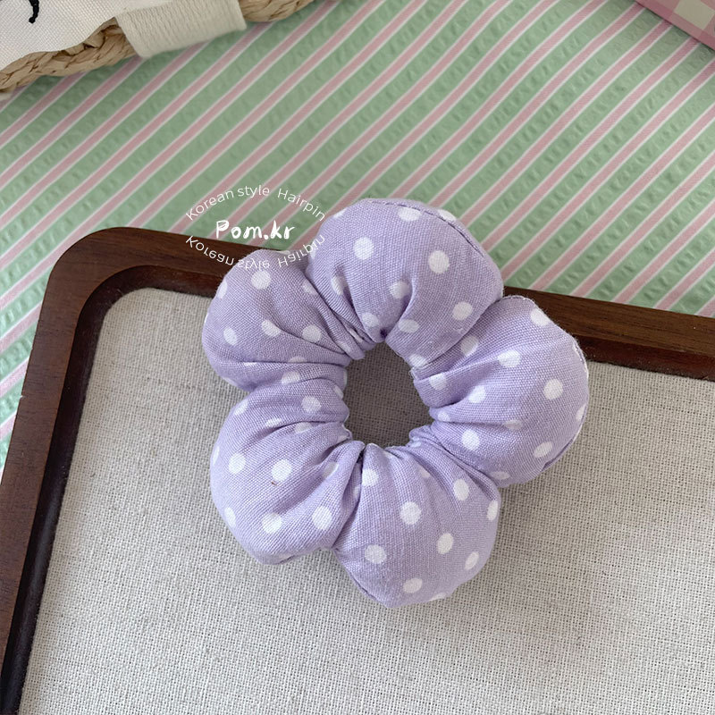 新款韩版甜美儿童发圈布艺格纹花朵充棉丸子头发绳小号皮筋发饰女详情12