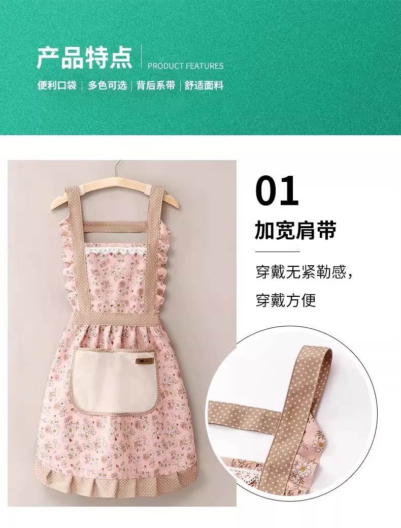 可擦手帆布家用围裙厨房耐脏防污防油透气女公主裙做饭围腰工作服详情6