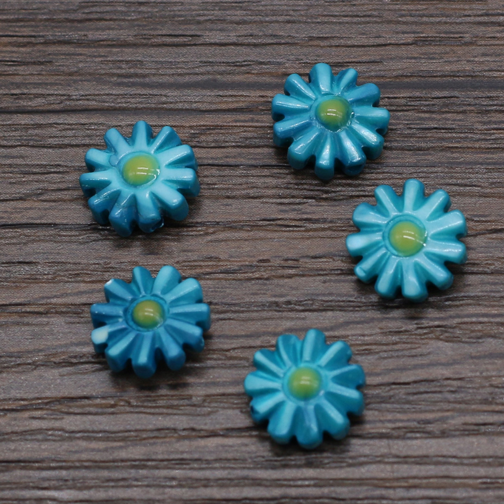 DIY jewelry accessories, natural shell hand-carved sunflowers, multi-color through-hole hairpins, earrings and pendants wholesale pic 28