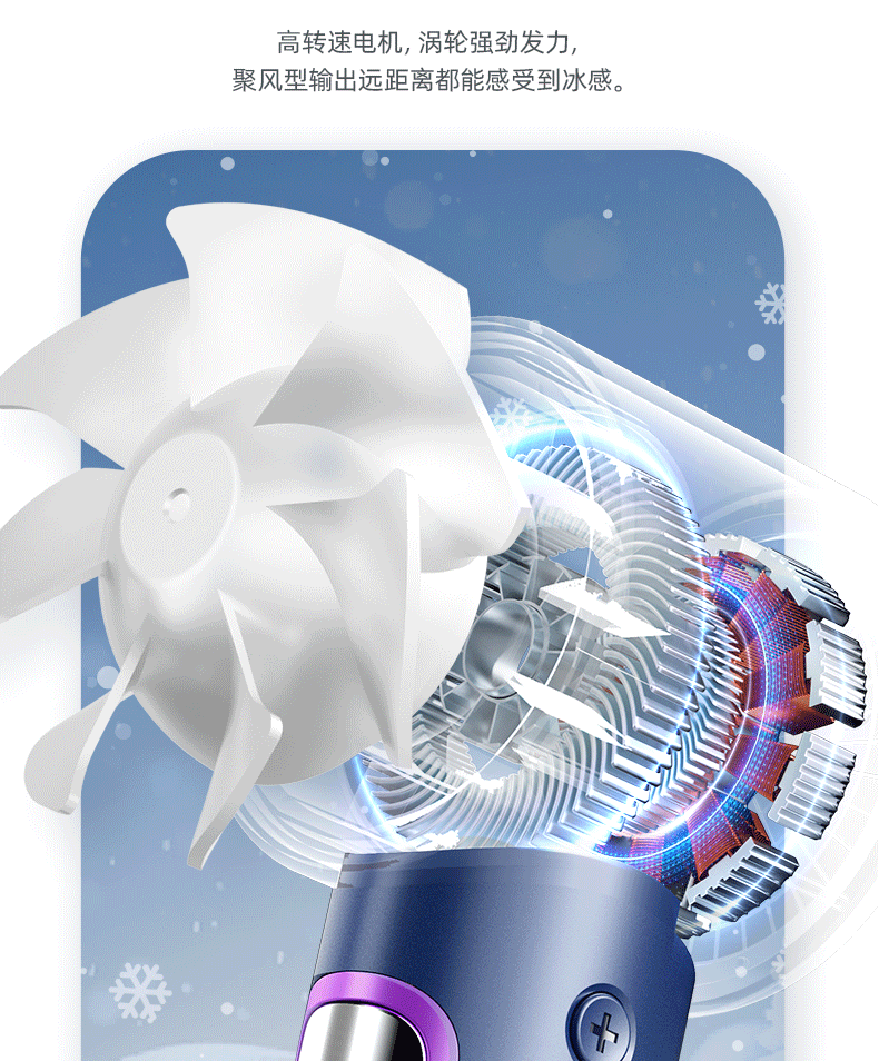 新款手持高速涡轮风扇100档无极变速冰敷跑马灯桌面数显风扇详情6