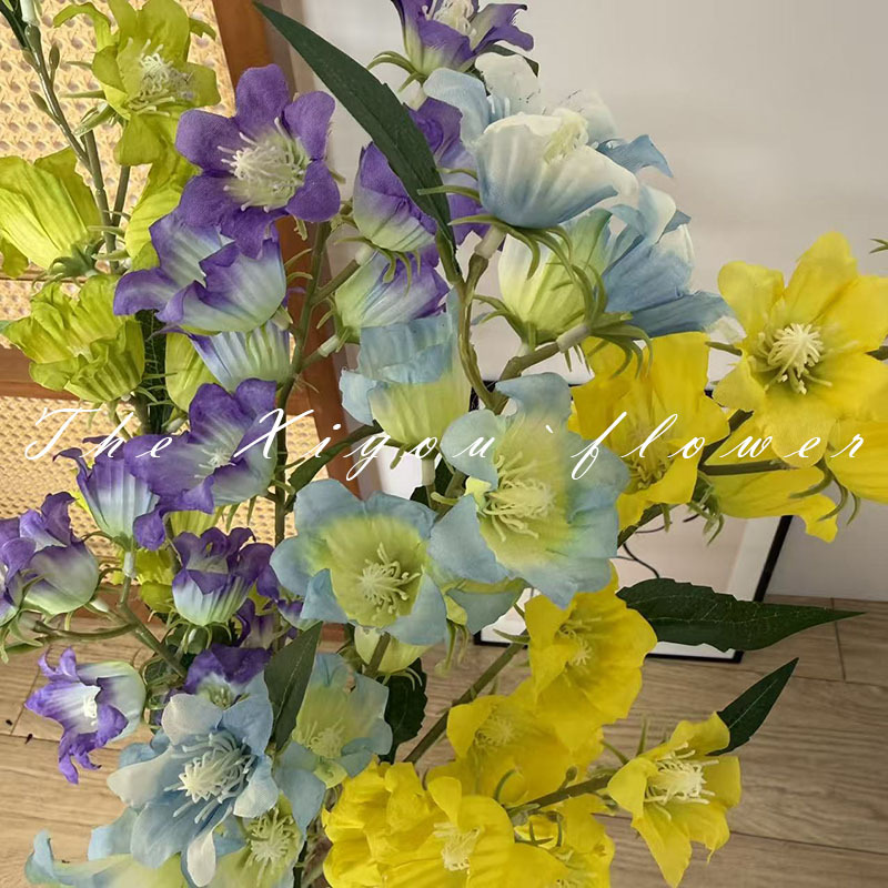 New high-branch wind chime artificial flower arrangement, home living room dining table decoration flower, wedding hall flower arrangement pic 18