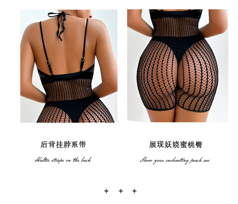 European and American large-sized Amazon bestseller hot diamond net garment one-piece adult lingerie, Starry Sky openwork see-through net garment 8116 pic 5