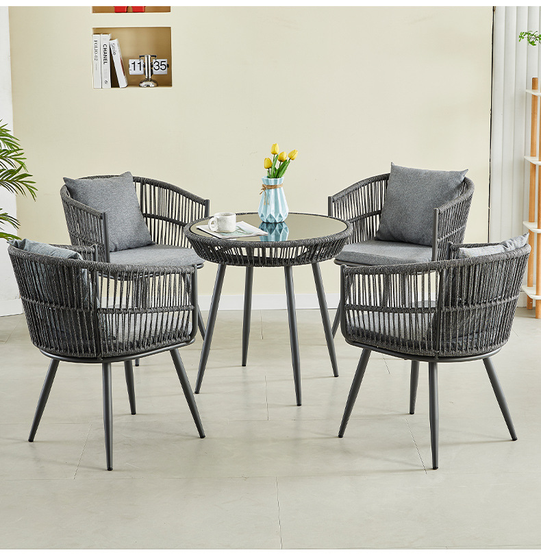 户外藤椅桌椅设计师休闲阳台庭院花园单人椅子时尚餐厅藤编椅组合详情17