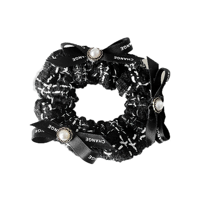 新款秋冬毛绒猪大肠发圈高级感甜美头绳彩虹毛线发圈蝴蝶结发饰女详情5