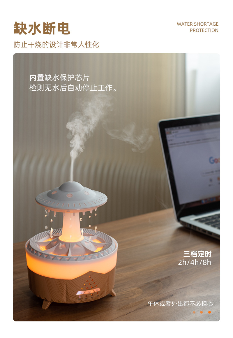 Cross-border new water drop aroma diffuser, humidifier, home thick fog volume, desktop silent remote control essential oil diffuser pic 18