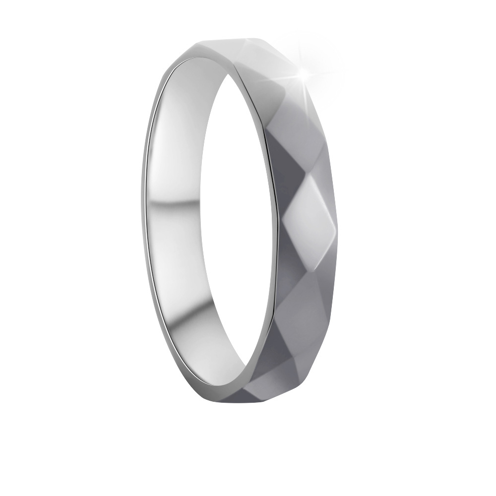 2024 Cross-border source Amazon new Product 4mm couple rings, four-sided geometric ring jewelry, titanium steel ring pic 7