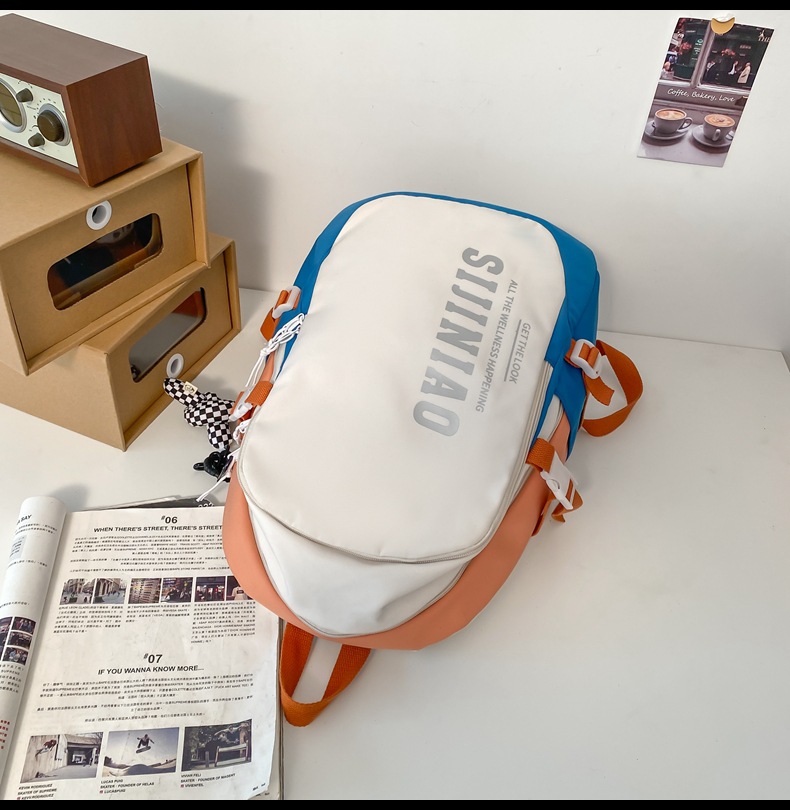 韩版新款书包女高中生日系简约初中生双肩包男初中大学生电脑背包详情48