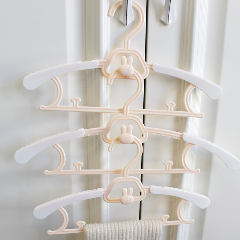 儿童家用衣架可伸缩防滑塑料衣架子无痕多功能宝宝衣服多层晾衣架详情7