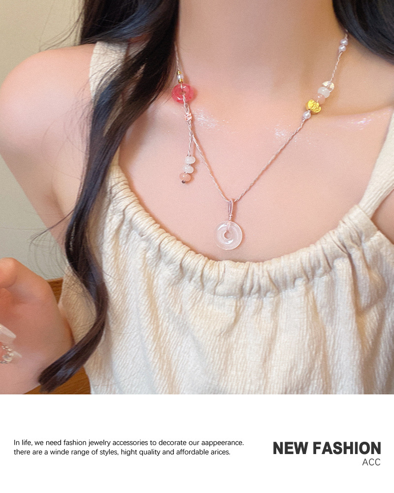 New Chinese-style peace buckle woven necklace for women, a niche design, with a sense of sophistication, sweetness, fashion, versatility and individuality pic 5