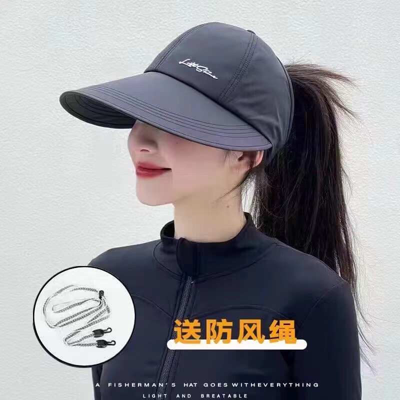 加大帽檐遮阳防晒帽女户外棒球帽男速干鸭舌帽空顶太阳帽可扎马尾详情11