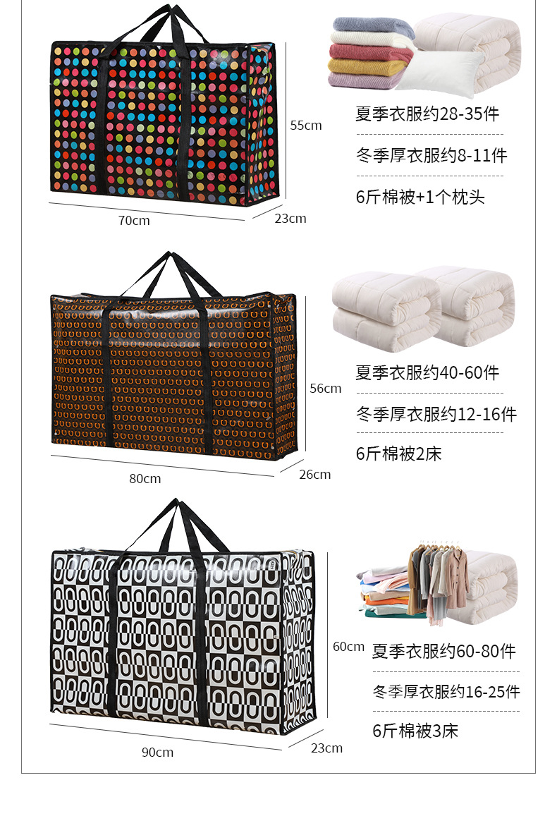 衣物棉被包收纳袋加厚搬家打包袋覆膜无纺布编织袋手提行李袋收纳详情15