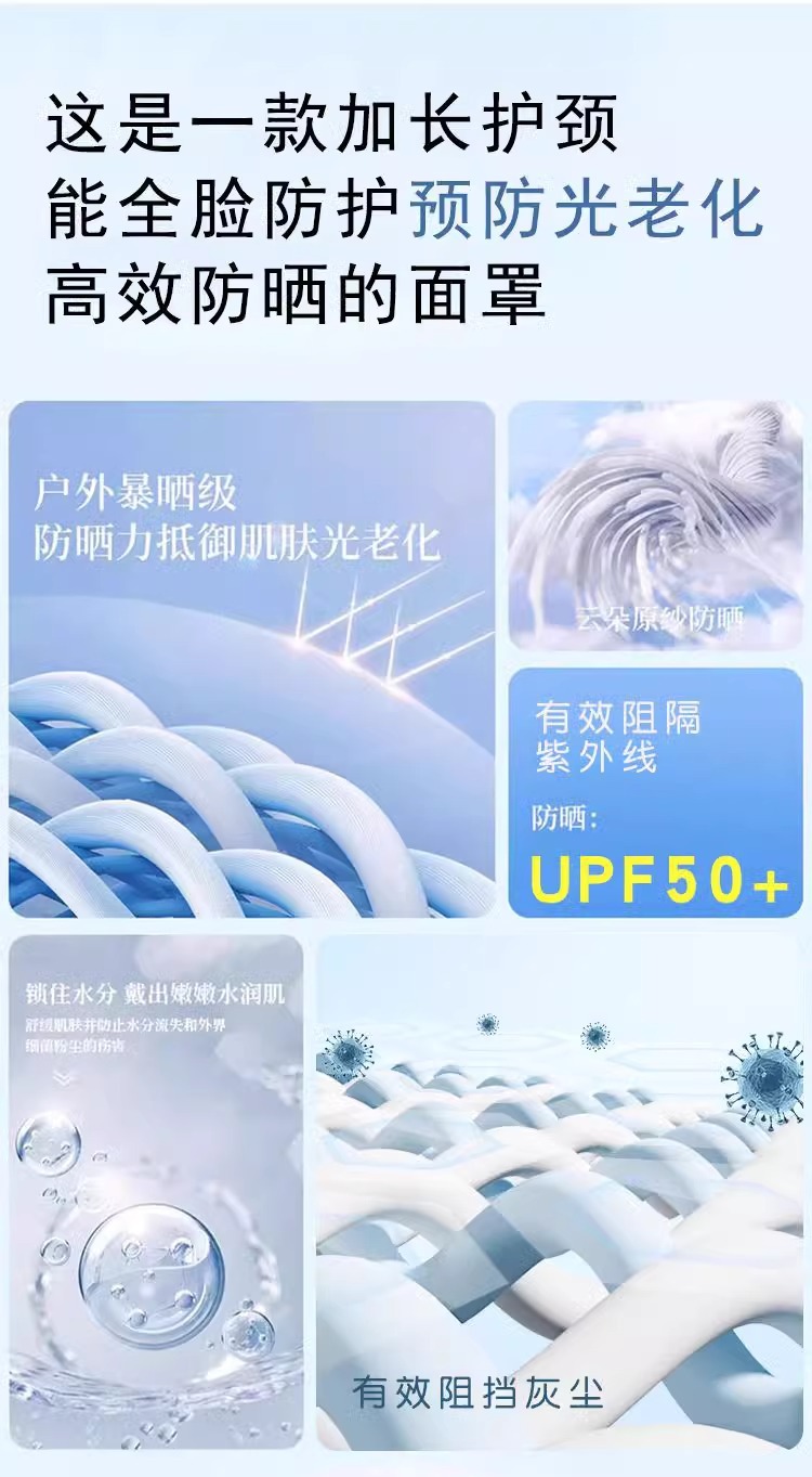 2025新冰丝防晒口罩只漏眼睛女防紫外线脸基尼防晒面罩全脸护后脖详情4
