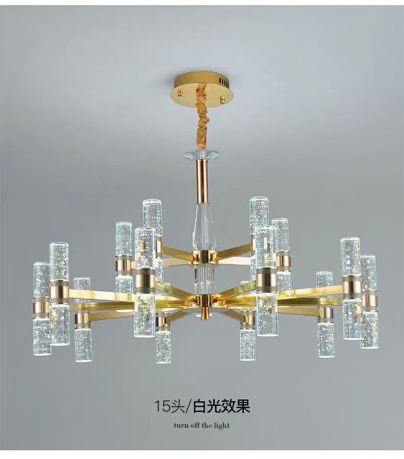新款现代简约轻奢气泡柱水晶客厅吊灯高档大气全屋别墅餐厅卧室灯详情13