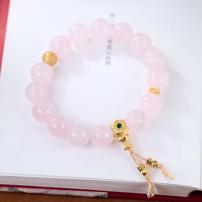 小红书爆款 S925银三通芙蓉石马粉晶手链 女款 天然马达维加斯粉晶 手链批发 精致饰品详情6