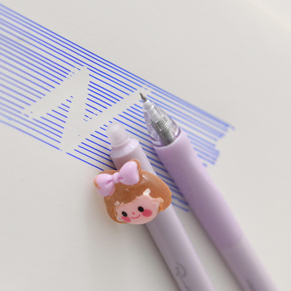 Chenxi Summer Garden Party Press Erasable Pen 1+2 Set, blue pen core ST pen tip 0.5mm, smooth writing pic 25